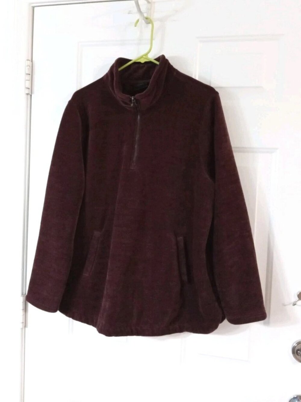 32° Heat Wms XL Burgundy Soft Sherpa Lined Kangaroo Pocket 1/4 Zip Pullover